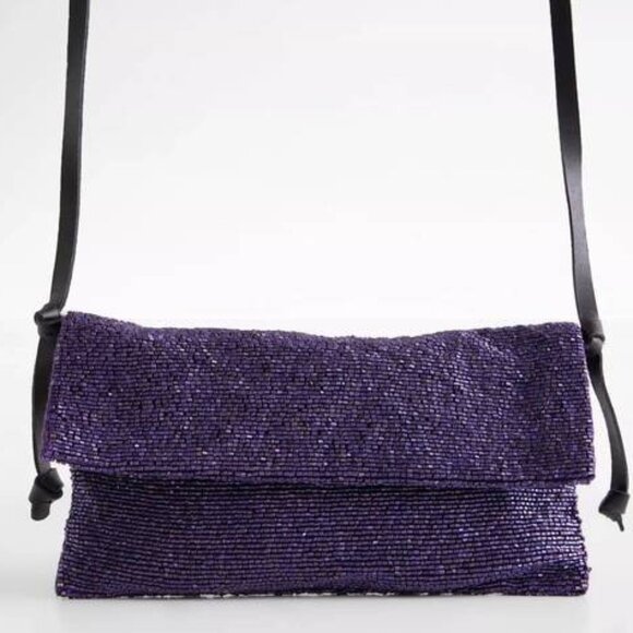 Free People Plus One Embellished Beaded Crossbody Bag Orchid Violet NWT - Picture 1 of 10
